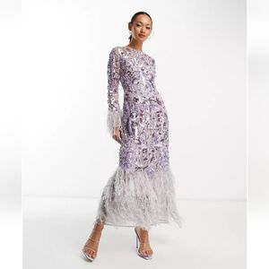 Sequin and Faux Feather dress